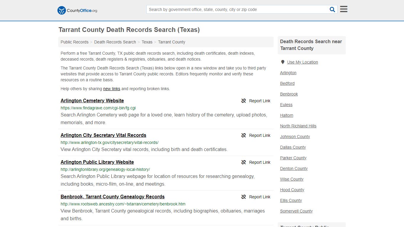 Tarrant County Death Records Search (Texas) - County Office